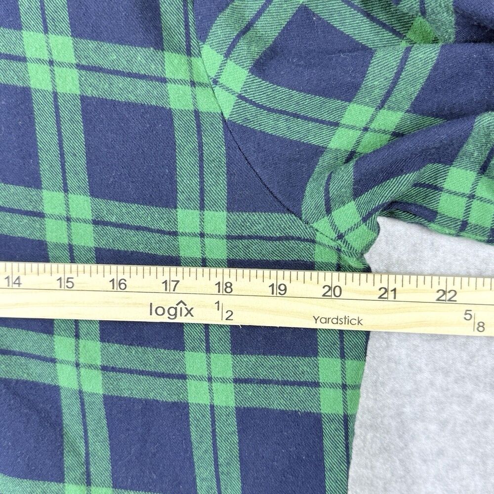 Joan Rivers Flannel Peplum Shirt Sz 12 Green Blue Cotton Plaid Button Down - Picture 10 of 13